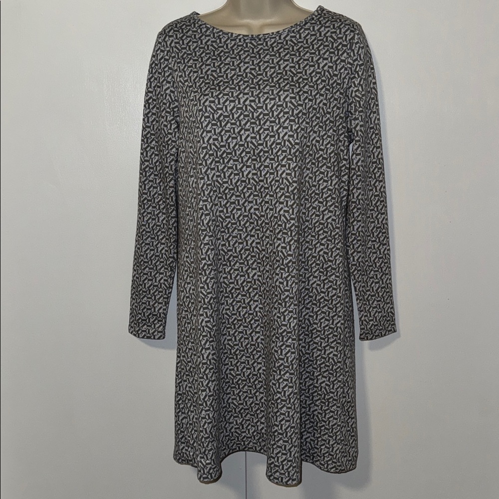Tyler Boe Julia Shift Knit Dress Women’s M Medium Geometric Print Gray